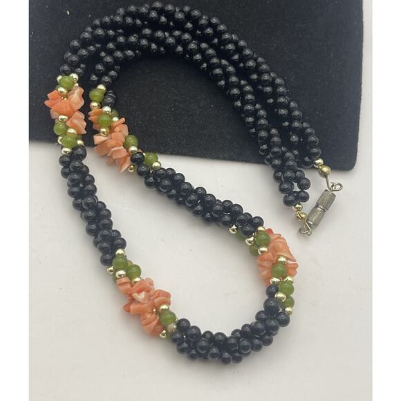 Coral Onyx VTG Pink Angel Skin Natural Necklace Collar Bead Braided Genuine - Picture 8 of 8